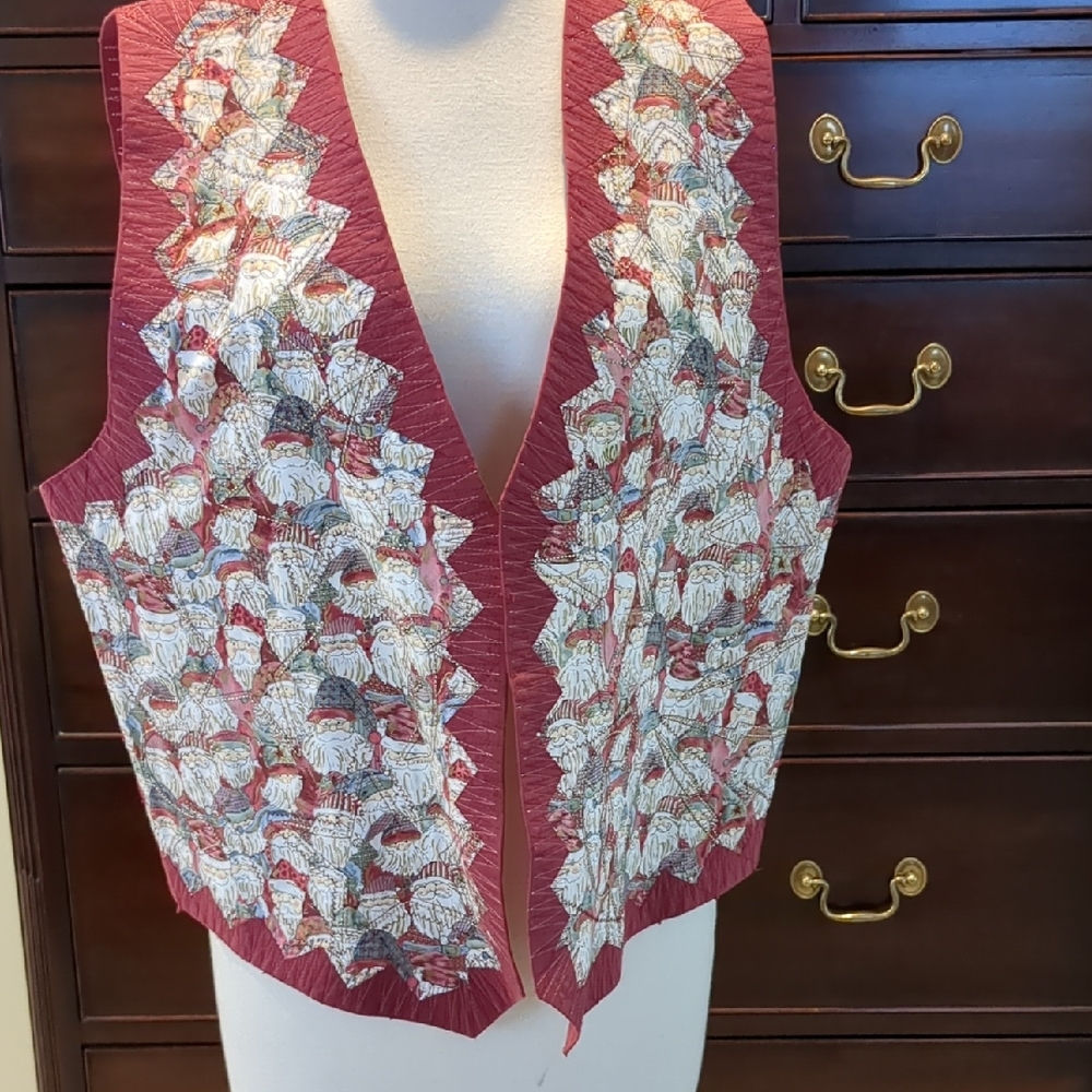 Elegant handmade, reversible Women's Vest. santa  / stars and planets reverse.